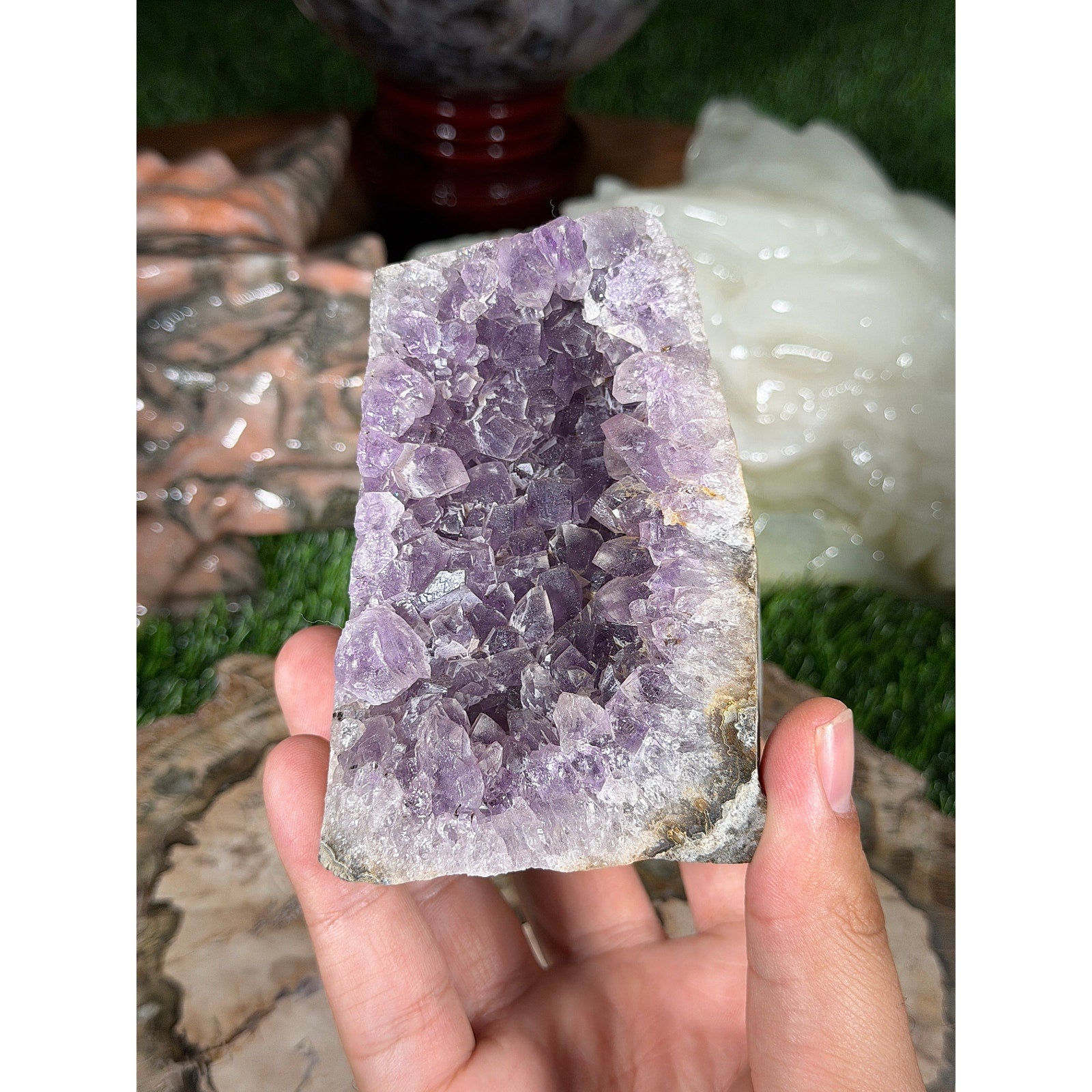 Brazilian Amethyst Crystal Rough Geode 3in by 2.5in 1lb 3.1oz