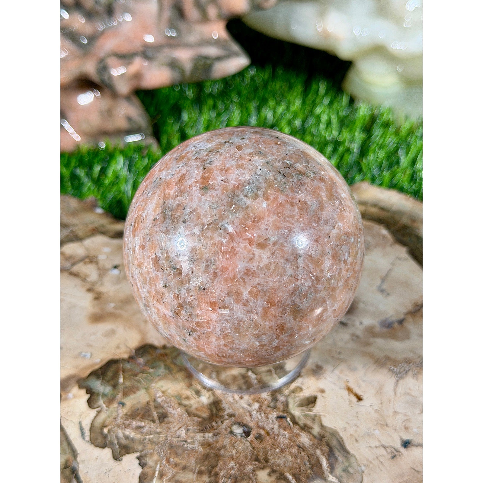 70mm Sunstone Crystal Sphere 1lb 1.2oz
