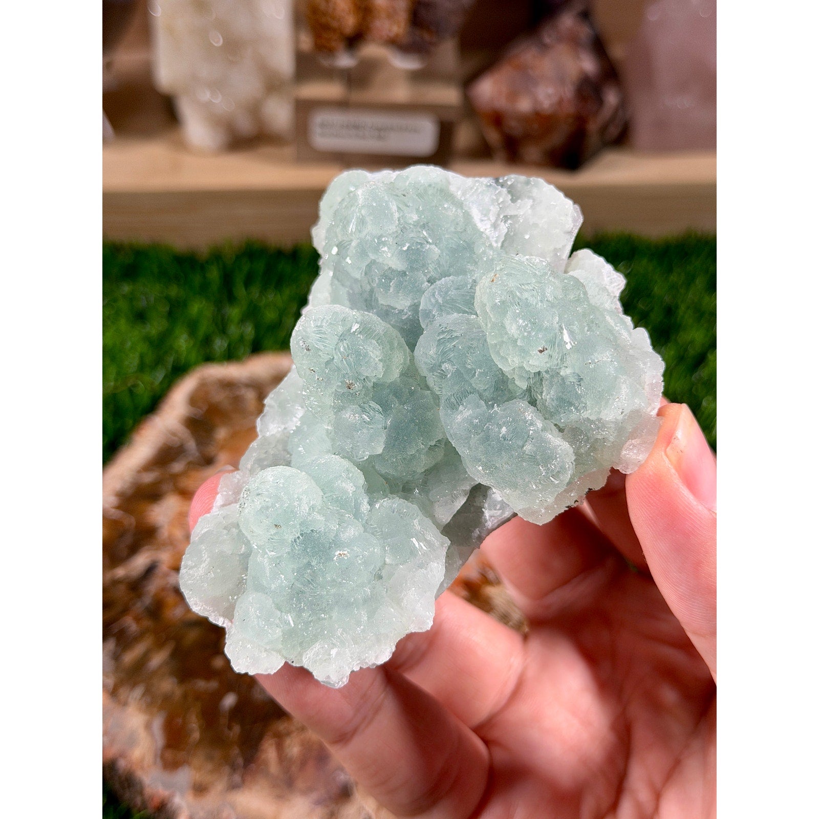 Botryoidal Green Fluorite & Calcite | 6.6 oz | Rare Bubble Crystal Cluster