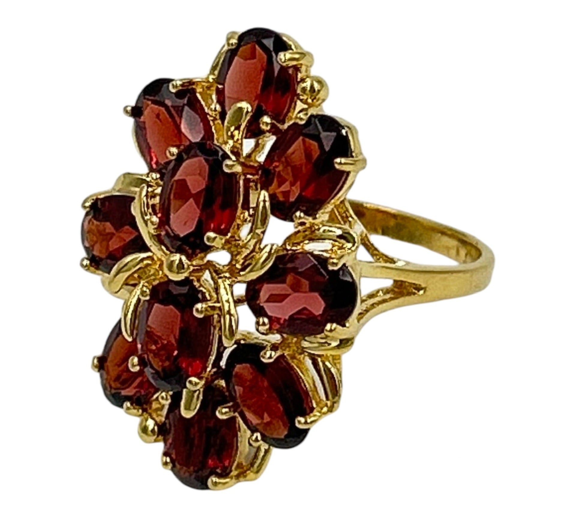 Sterling Silver & Gold-Plated Garnet Cocktail Cluster Ring