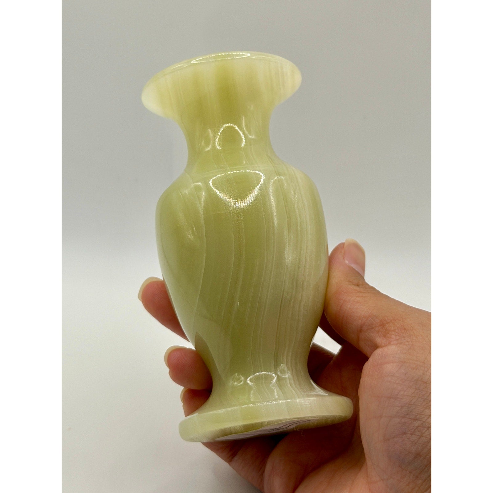 Green Calcite Crystal Vase  14.7oz 4.25in tall