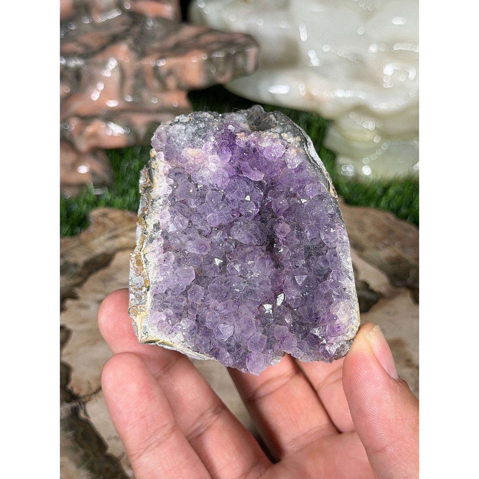 Brazilian Amethyst Crystal Rough Geode 2in by 2.25in 8.9 oz