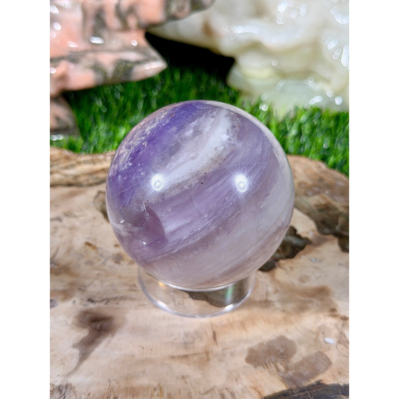 63mm Purple Candy Fluorite Crystal Sphere 15 oz