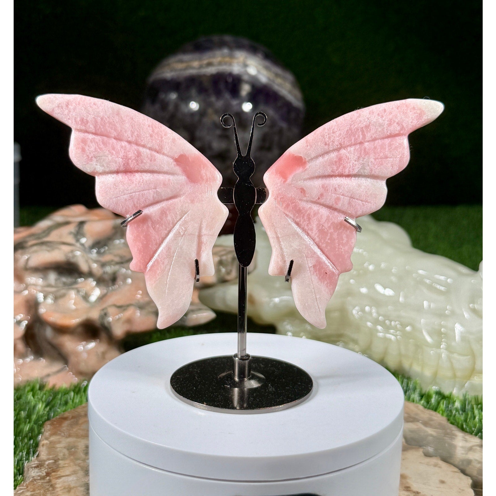 Pink Opal Crystal Butterfly Wing