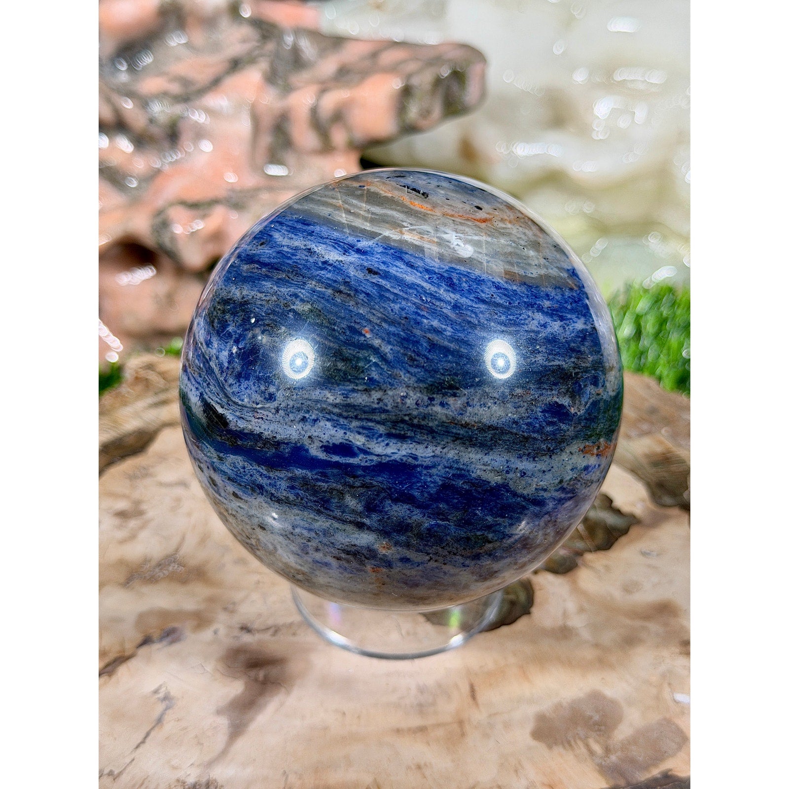 80mm Sunset Sodalite Crystal Sphere 1 lb 8.9 oz