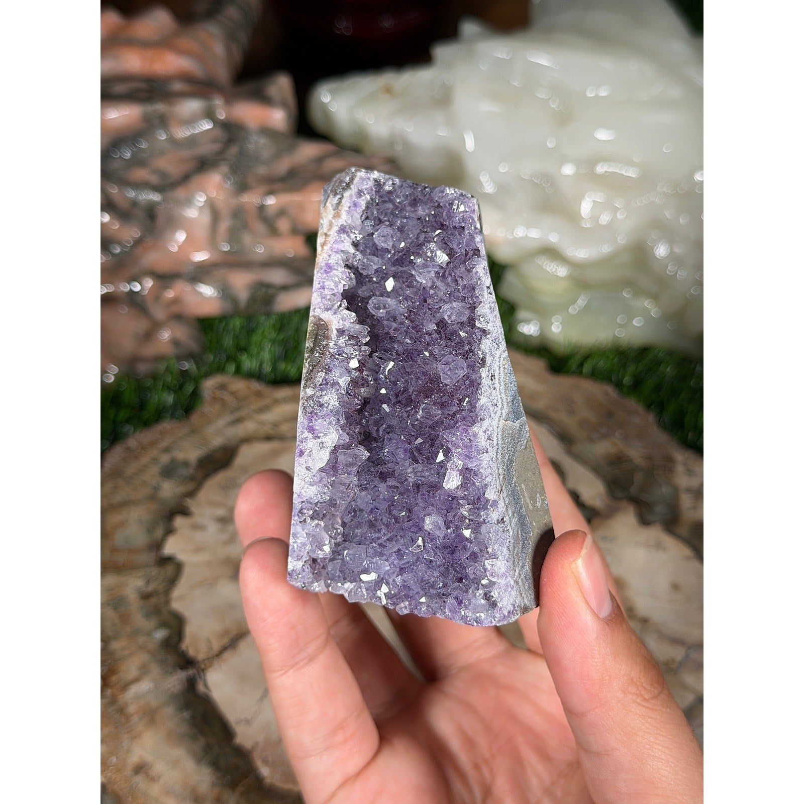 Brazilian Amethyst Crystal Rough Geode 13.5oz