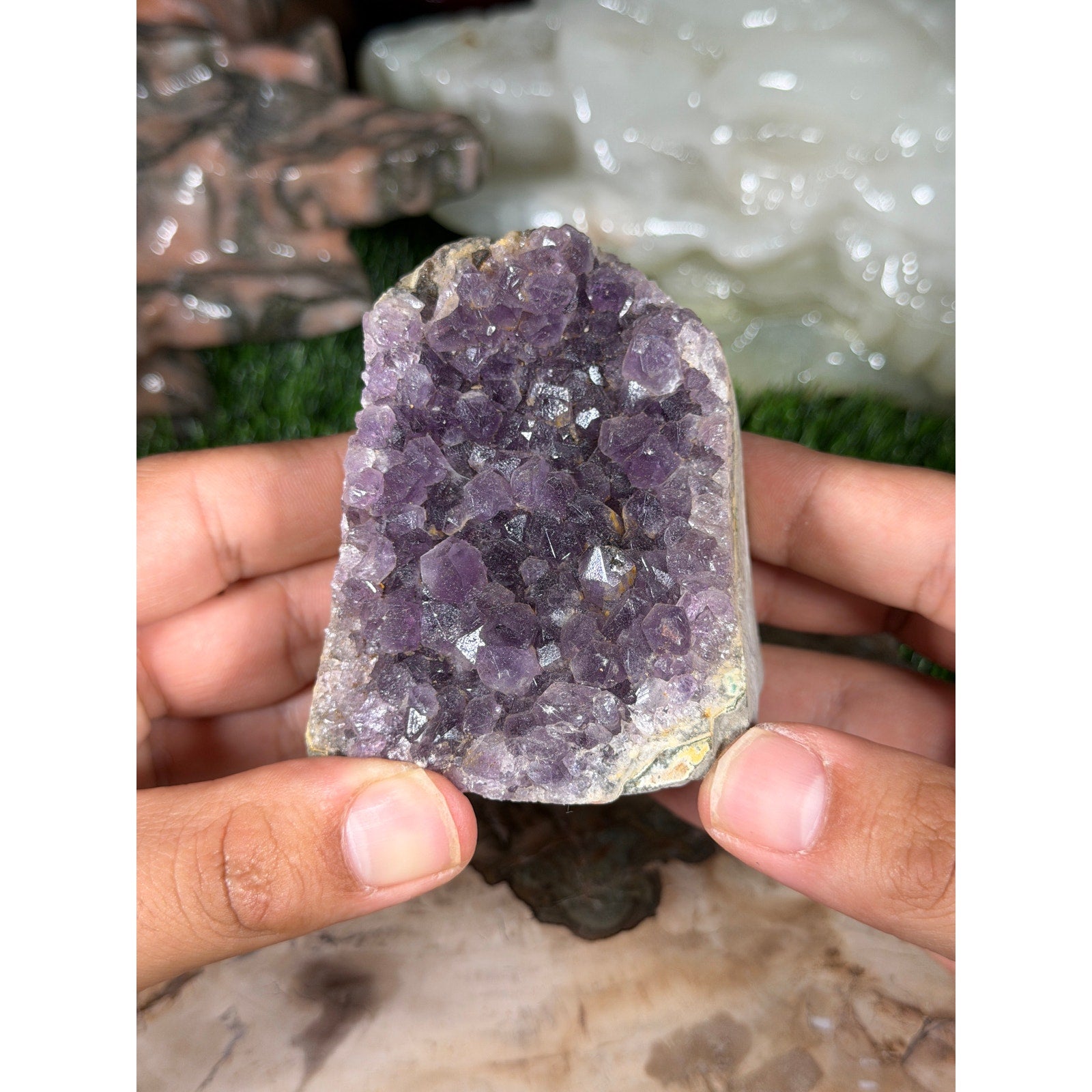 Brazilian Amethyst Crystal Rough Geode 11.4oz
