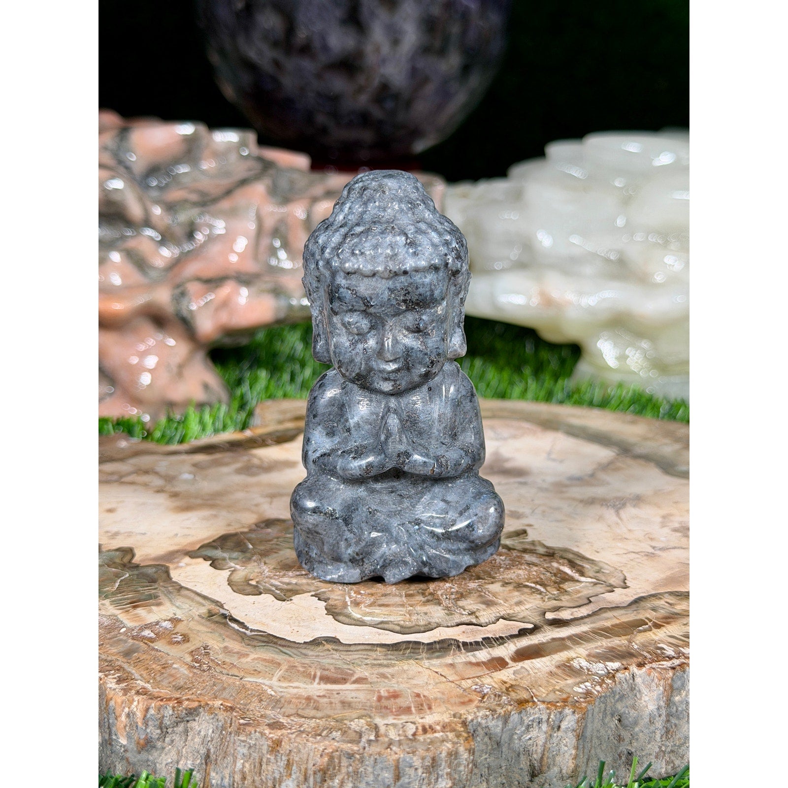 Larvikite Buddha Crystal Carving  3in 5.5oz