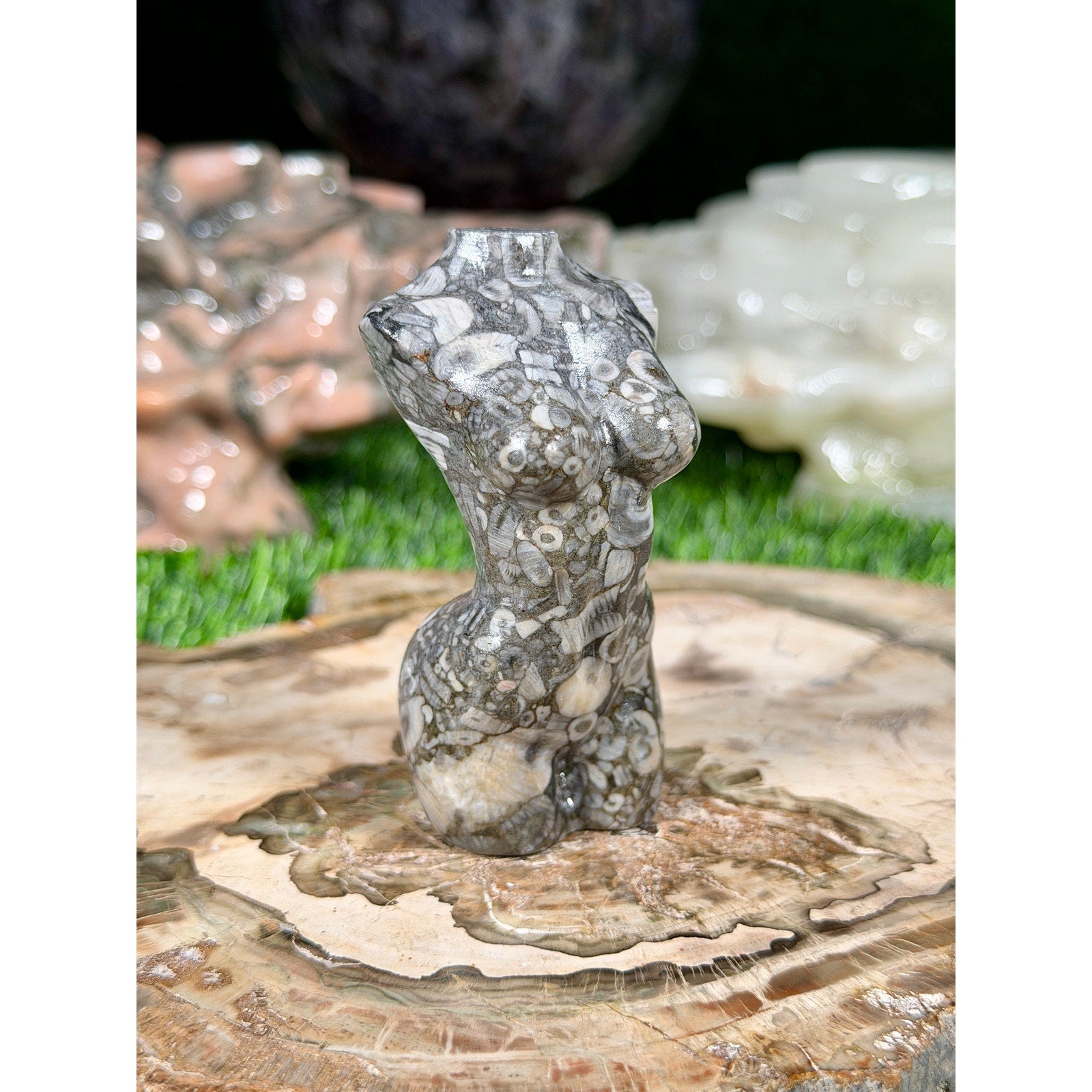 Shell Stone Jasper Lady Body Crystal Carving  3in 4.2oz