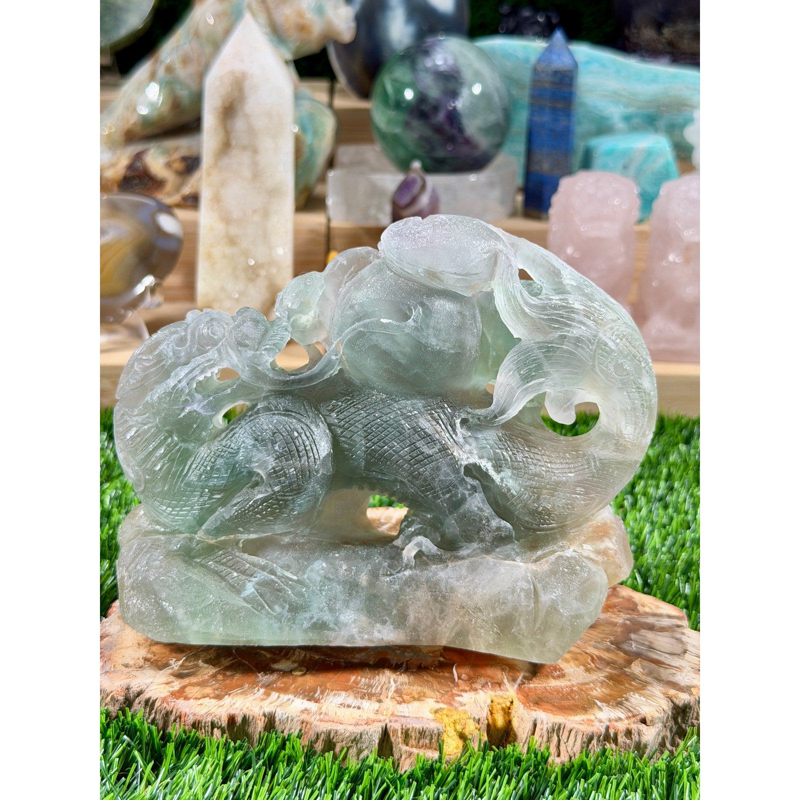 Green Fluorite Dragon | 2lb 15.1oz | Crystal Carving