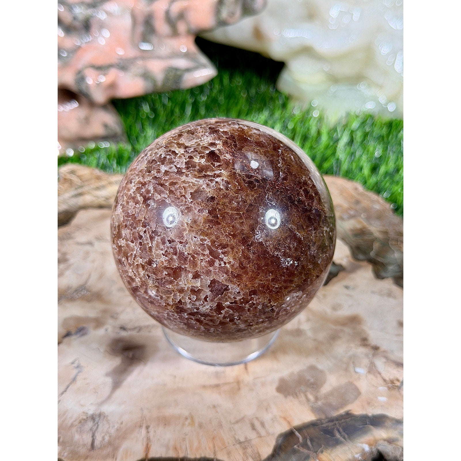 71mm Red Sunstone Crystal Sphere 1 lb 2.3 oz