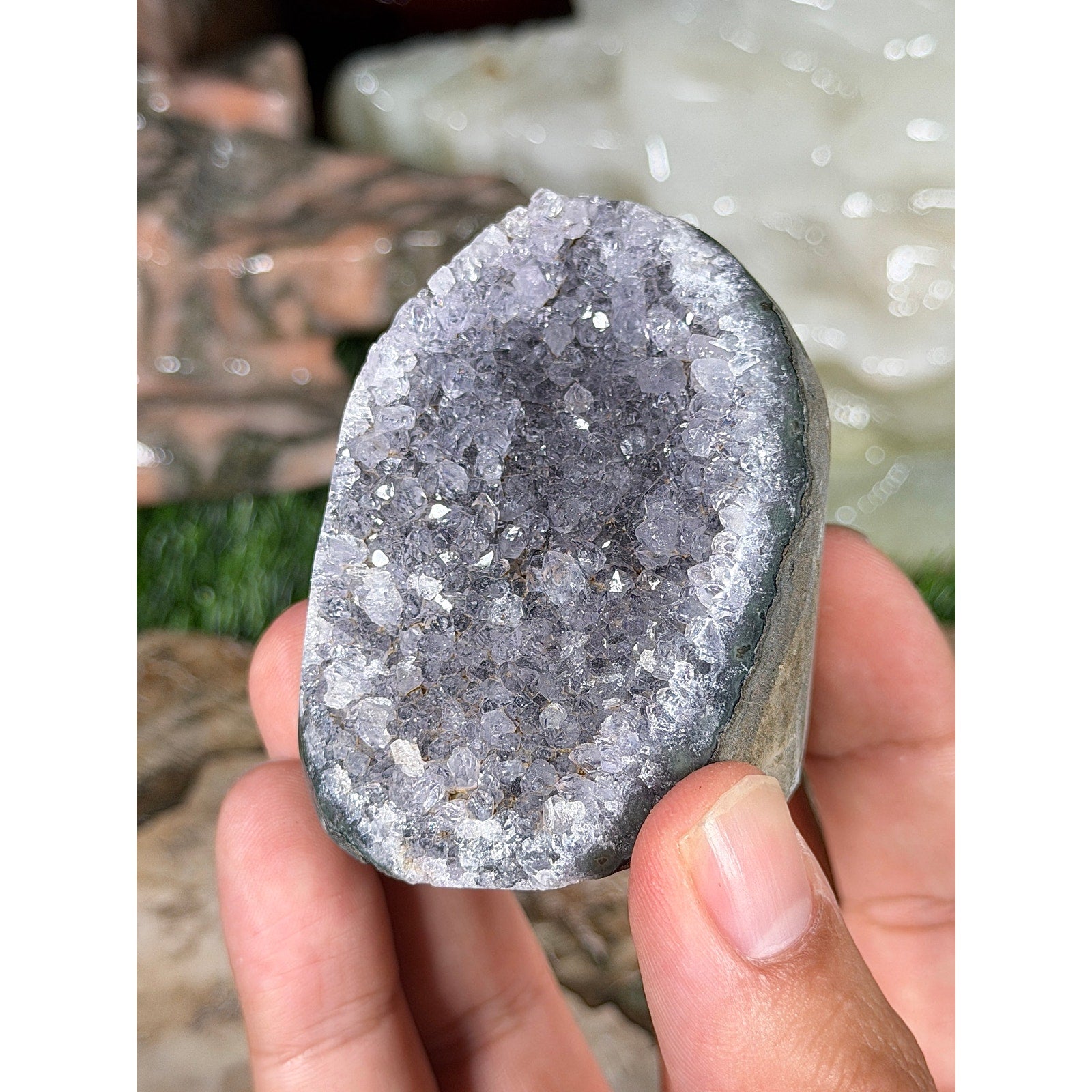 Light Purple Brazilian Amethyst Crystal Geode 5.5 oz