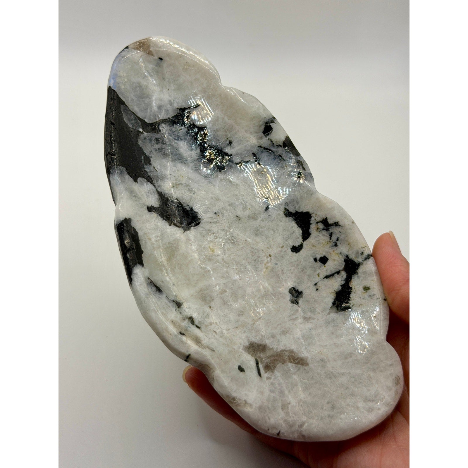 Moonstone and Smoky Quartz Crystal Cloud Bowl 15.5oz 6.5in