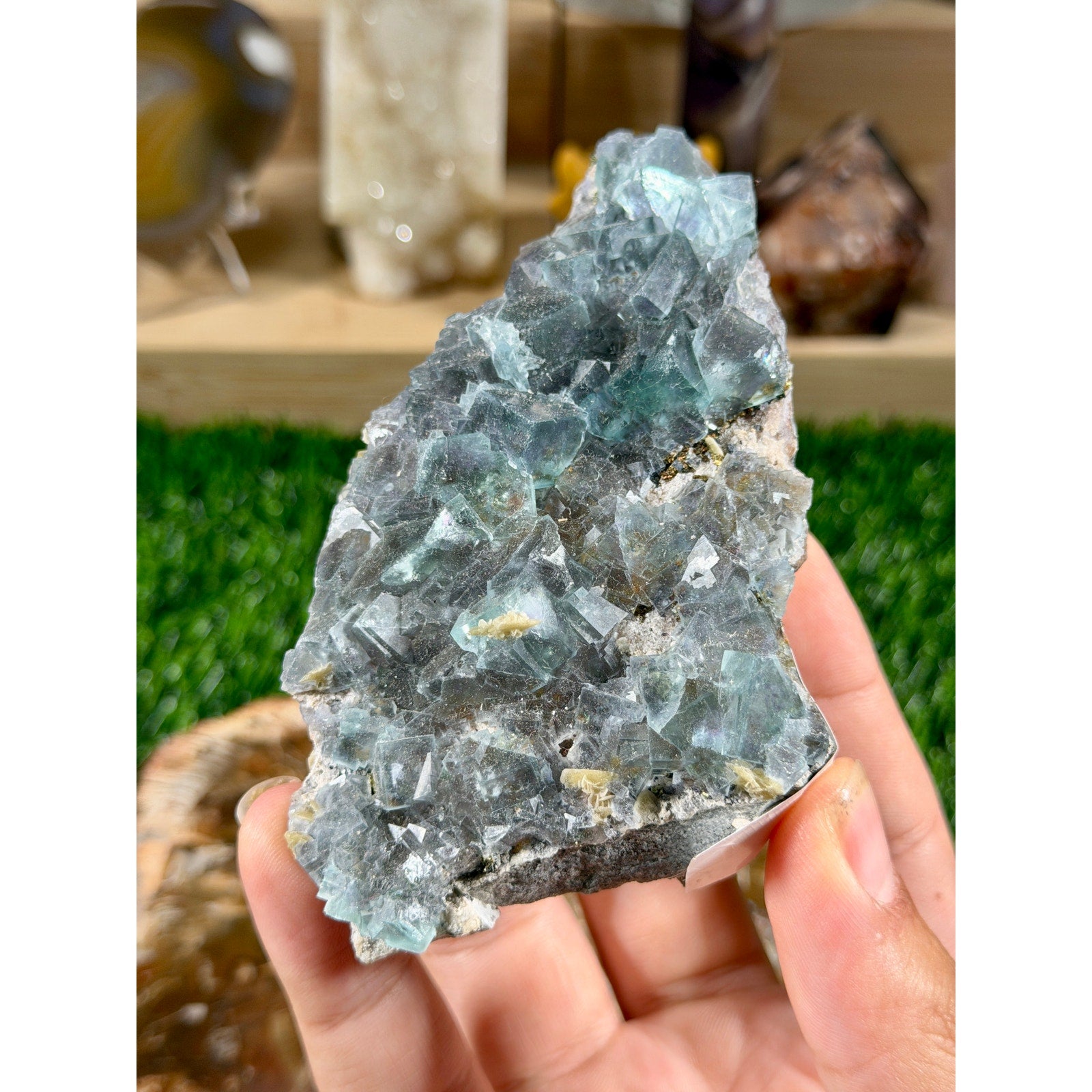 Blue Fluorite with Barite & Pyrite | 9.5 oz / 269 g | UV-Reactive
