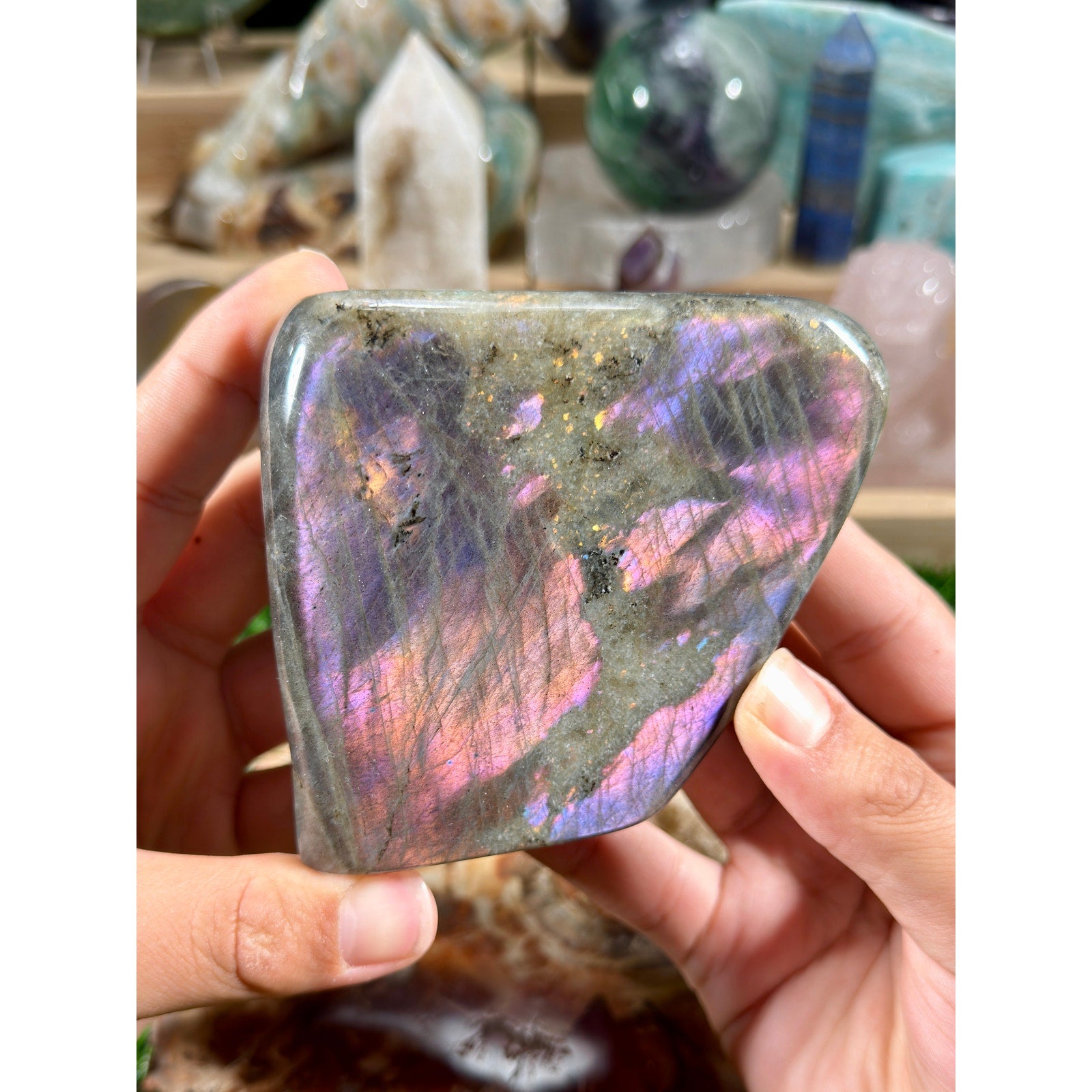 Labradorite Freeform | 1 lb 6.8 oz / 646 g | Purple-Gold Flash Display Piece