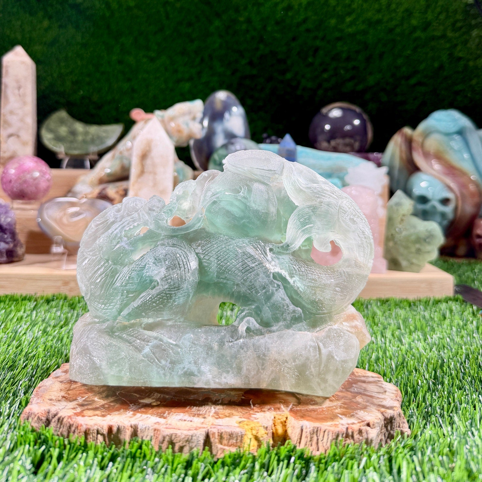 Green Fluorite Dragon | 2lb 15.1oz | Crystal Carving