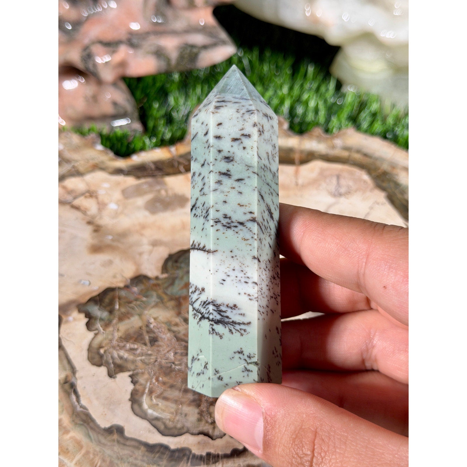 Dendritic Jasper Crystal Tower 3.5in 3.5oz