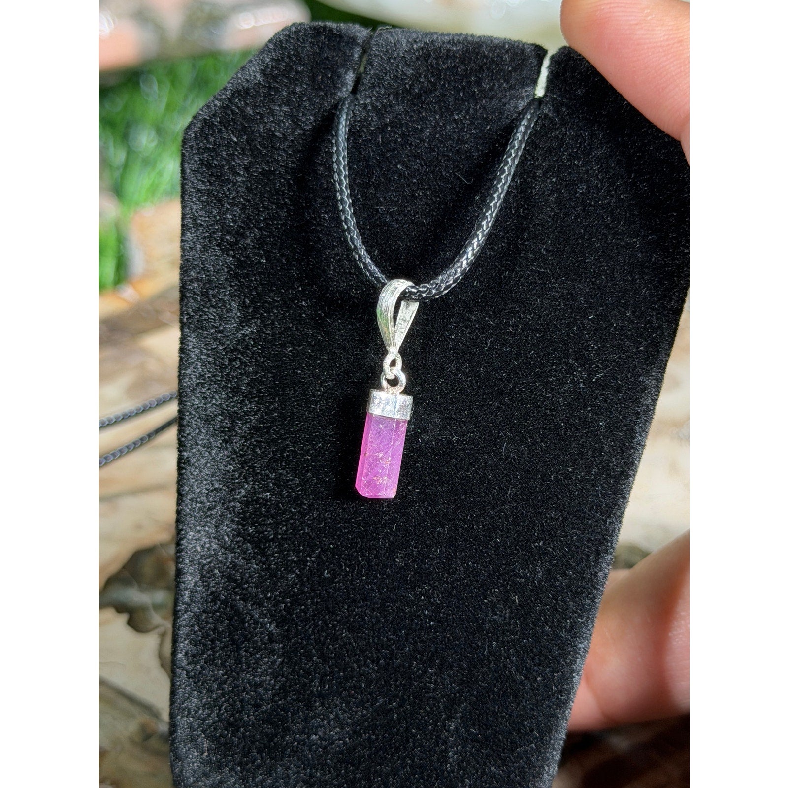 Sterling Silver Ruby Pendant w/ FREE 19in Black Cord Necklace