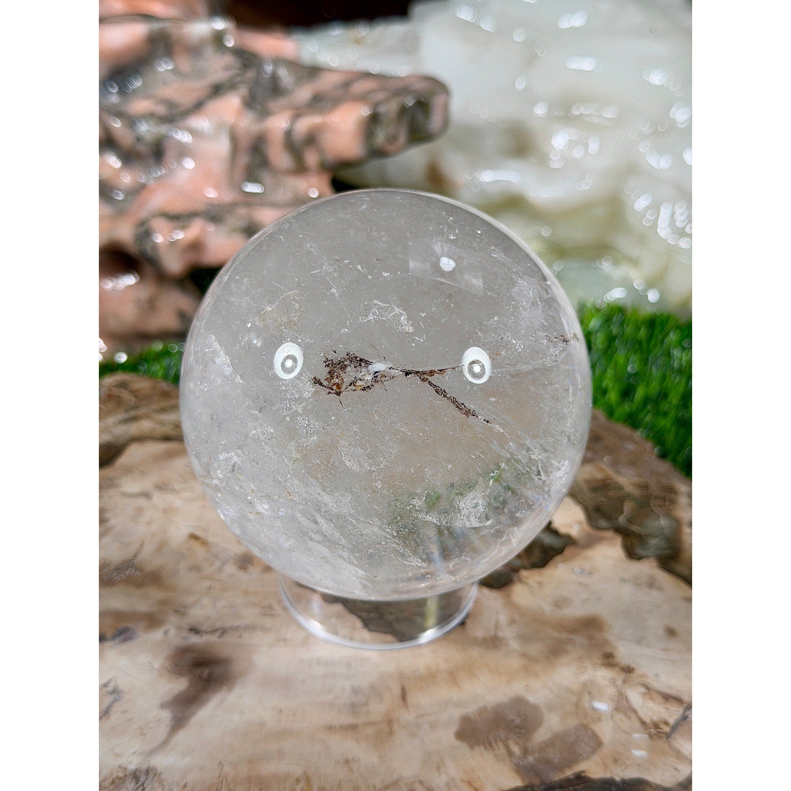 80mm Clear Quartz Crystal Sphere 1 lb 9.9 oz