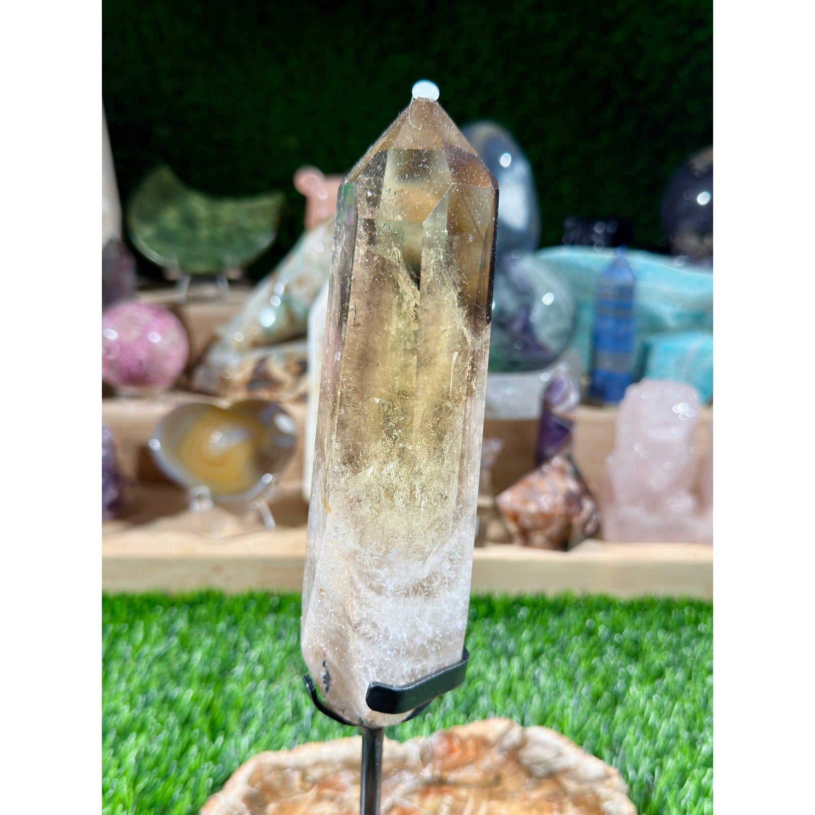 Smoky Citrine Polished Rough Point on Stand | 1 lb 1.9 oz | Statement Crystal
