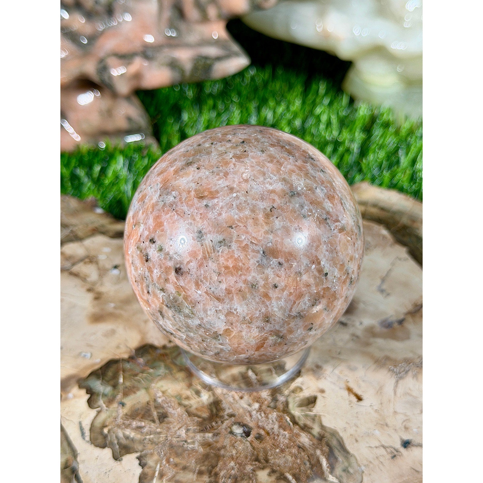 70mm Sunstone Crystal Sphere 1lb 1.2oz