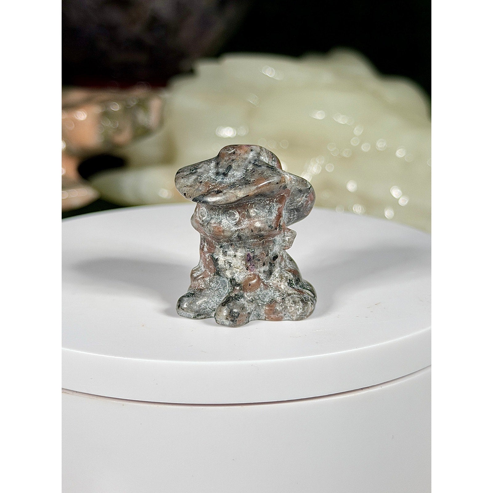 Yooperlite Cowboy Cat Crystal Carving