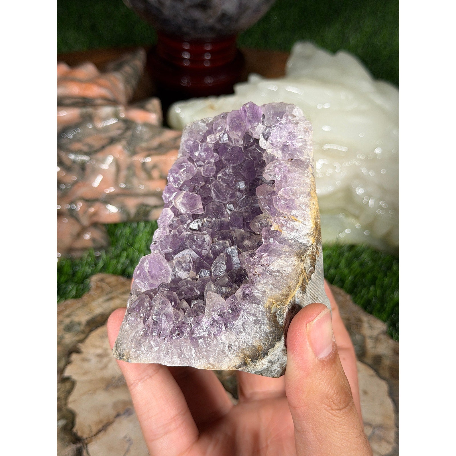 Brazilian Amethyst Crystal Rough Geode 3in by 2.5in 1lb 3.1oz