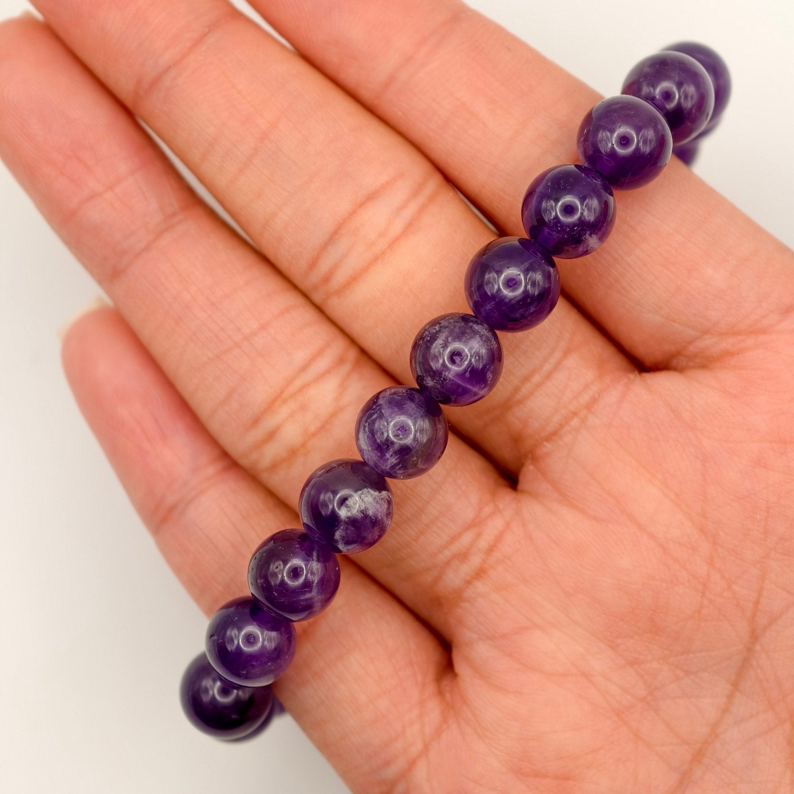 Deep Dark Amethyst Crystal Bracelet  8.5mm
