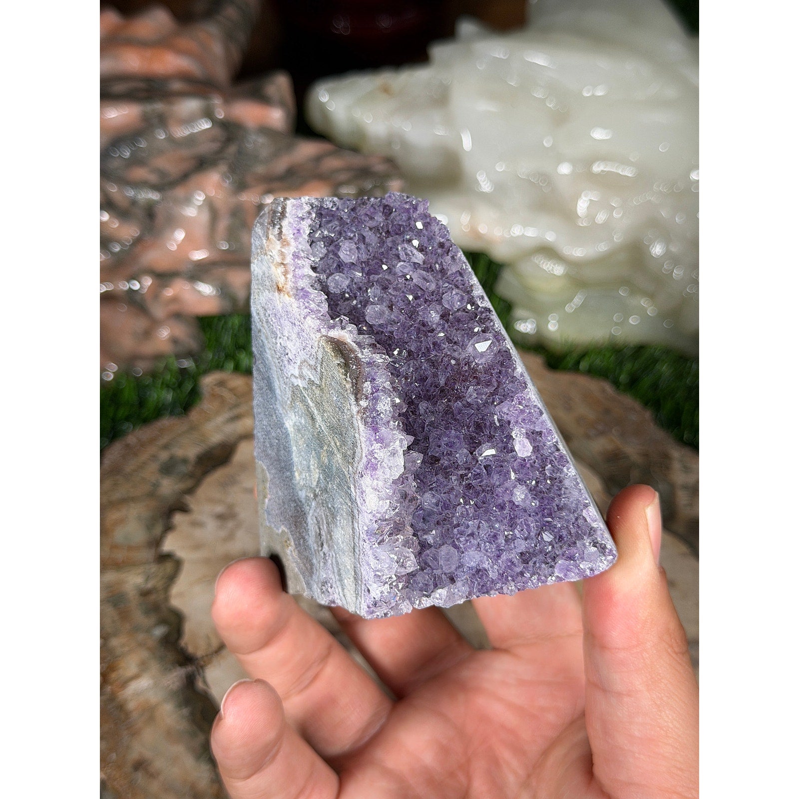 Brazilian Amethyst Crystal Rough Geode 13.5oz
