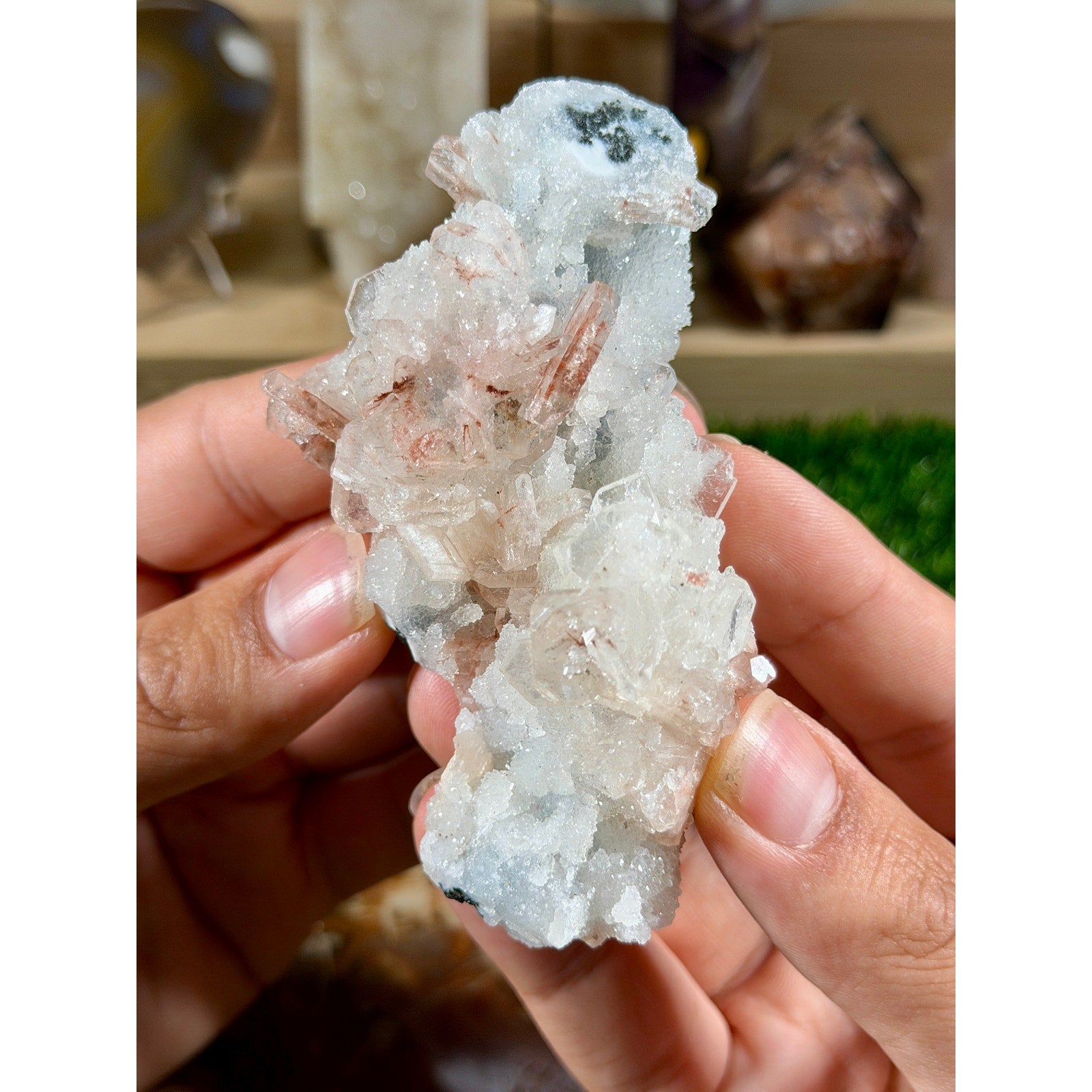 Hematite-Included Apophyllite on Chalcedony | 4.9 oz / 139 g |
