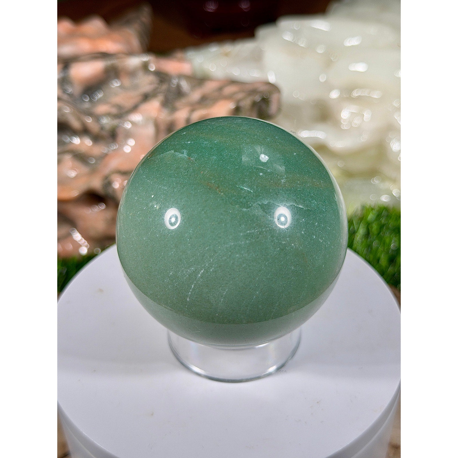 66mm Green Aventurine Crystal Sphere 15.5 oz