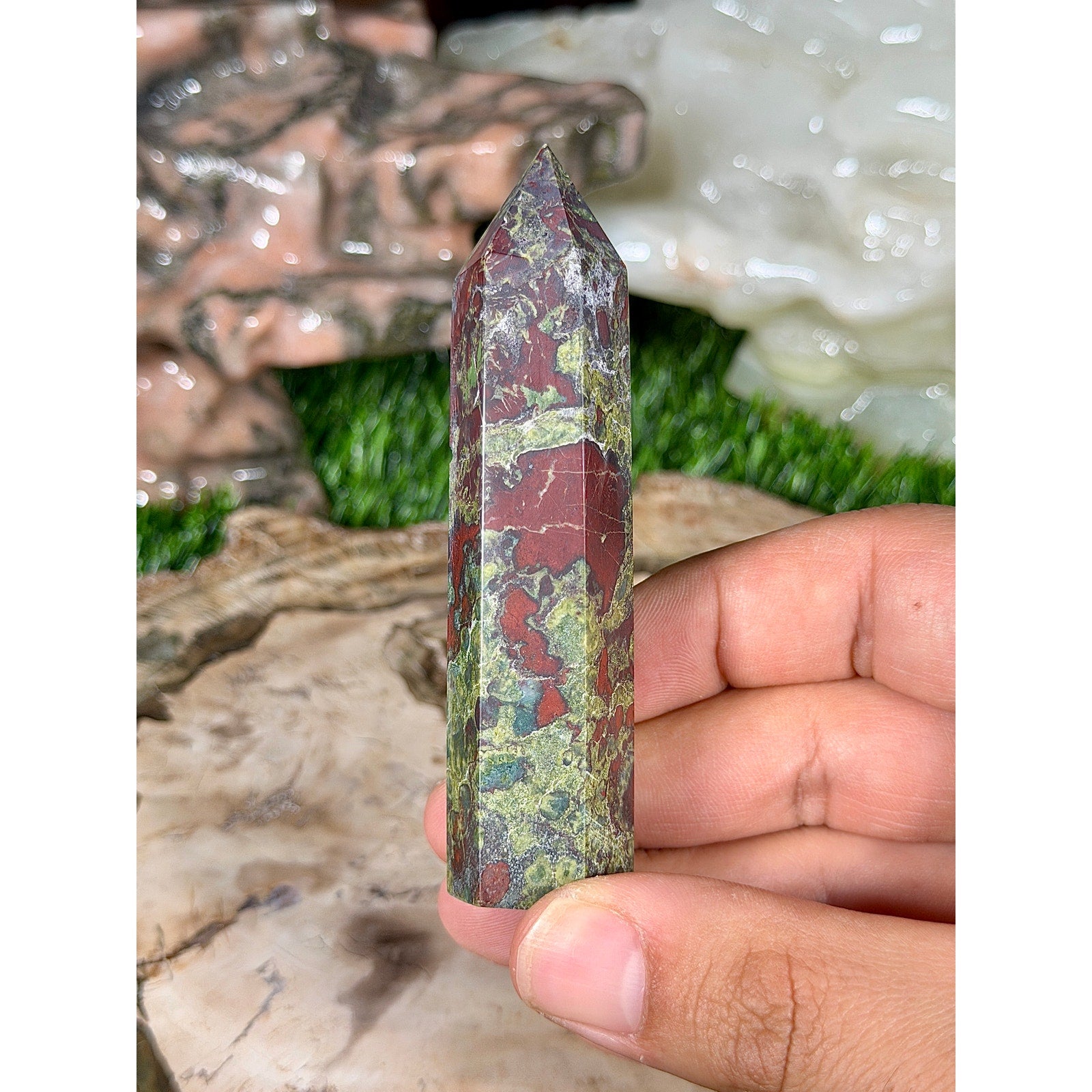 Dragon Blood Jasper Crystal Tower 3.5in 3.1oz