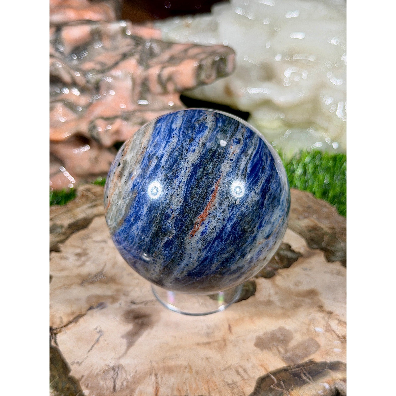 80mm Sunset Sodalite Crystal Sphere 1 lb 8.9 oz