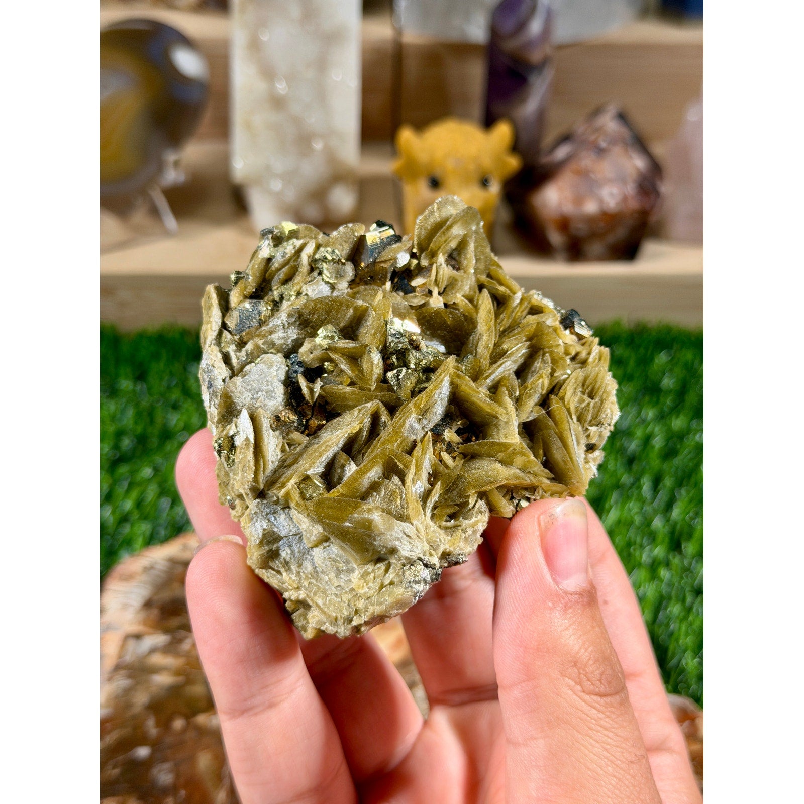 Pyrite on Siderite Specimen | 8.6 oz / 244 g | Rare Golden Crystal Cluster