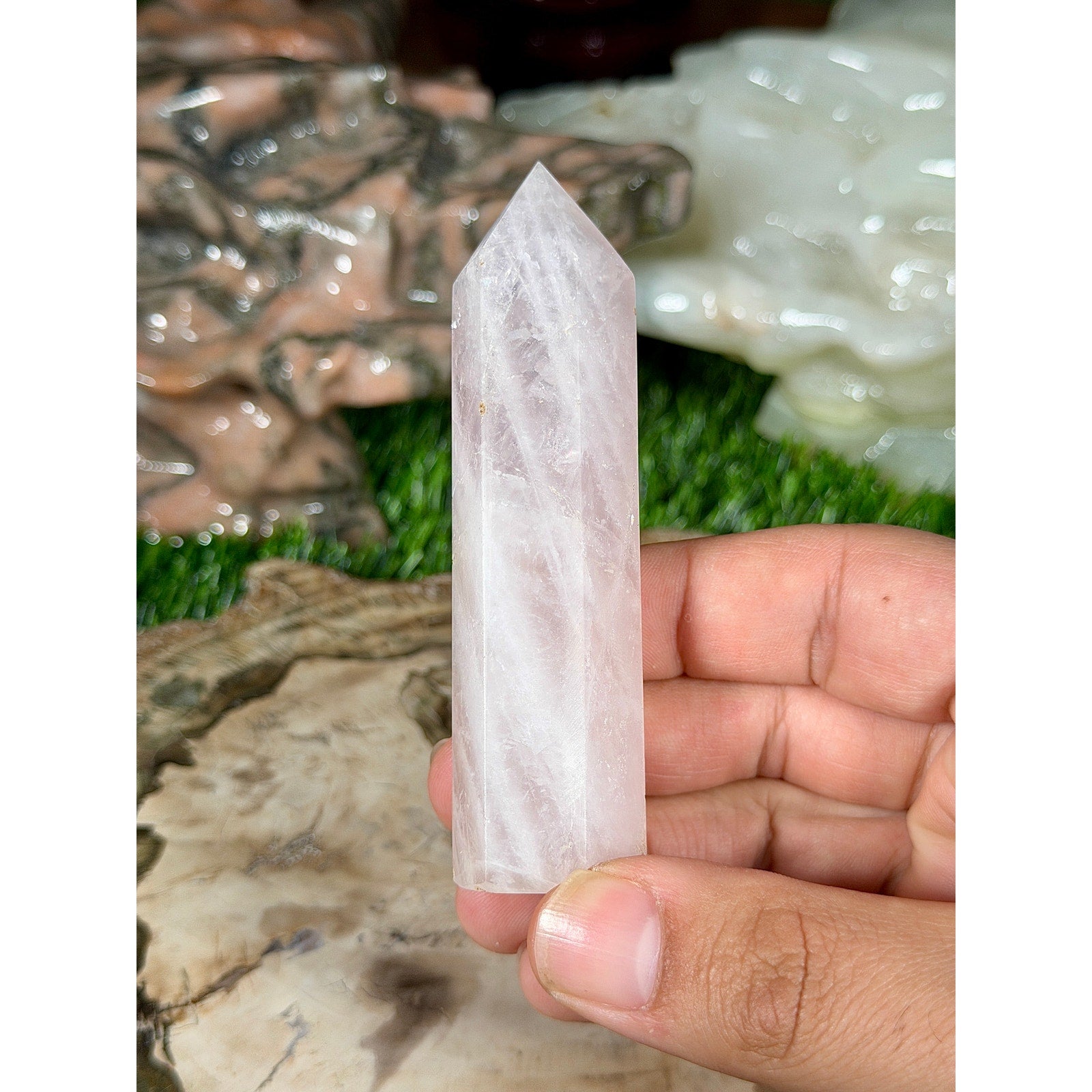 Rose Quartz Crystal Tower 3.5in 3oz