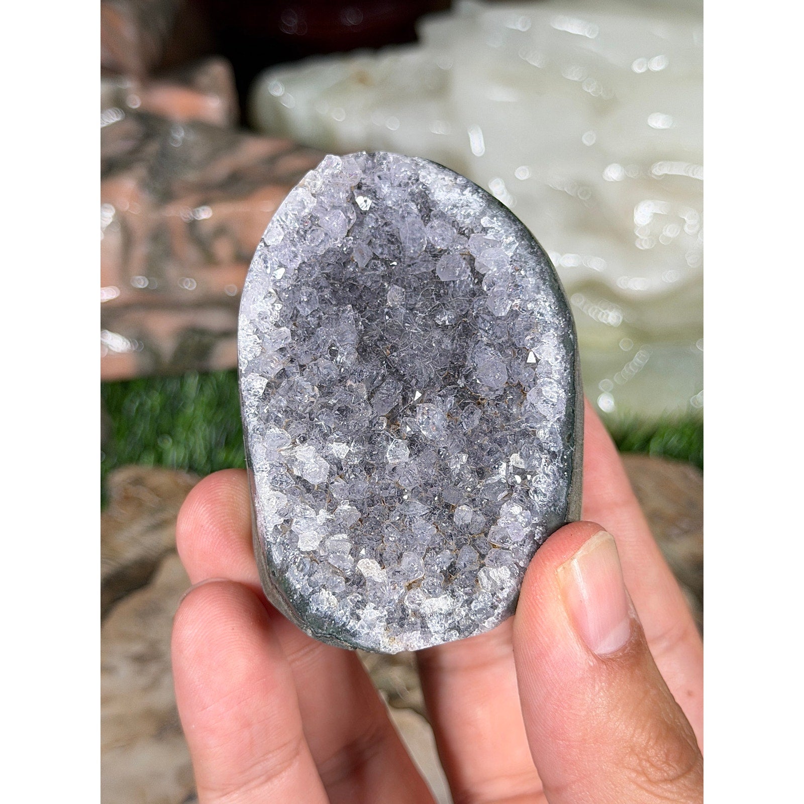 Light Purple Brazilian Amethyst Crystal Geode 5.5 oz