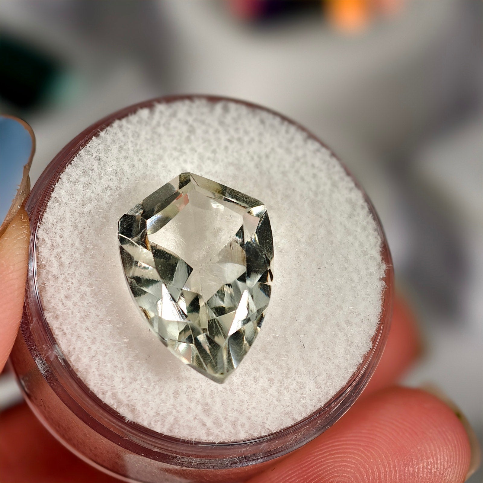 8.15ct Prasiolite Shield Cut Gemstone