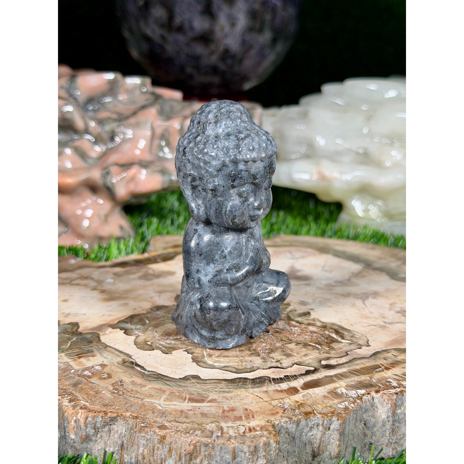 Larvikite Buddha Crystal Carving  3in 5.5oz