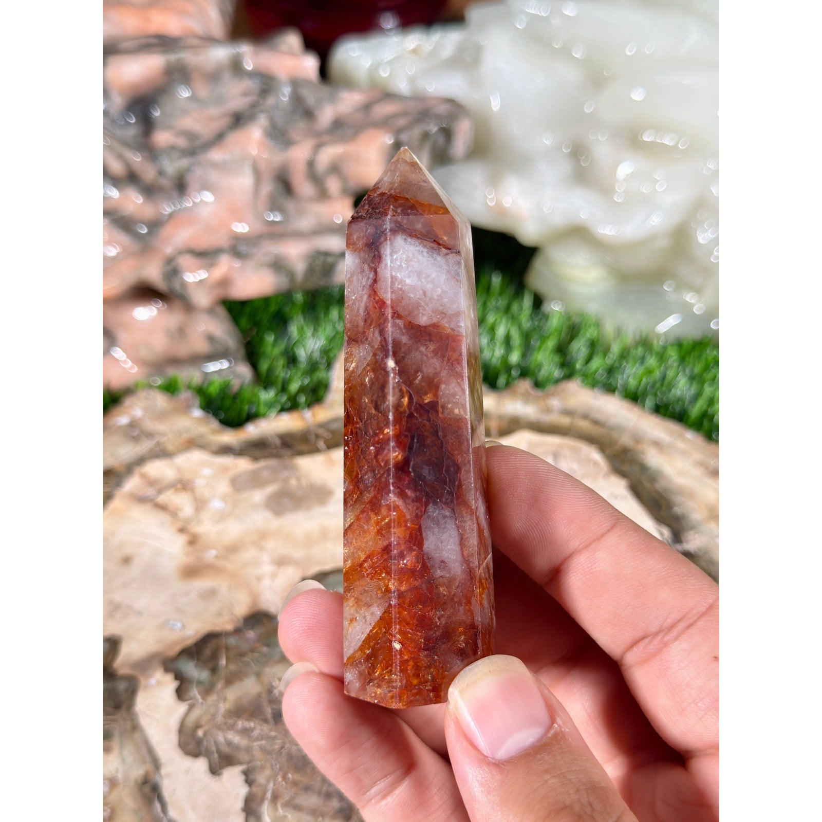 Fire Quartz Crystal Tower 3.5in 3.3oz