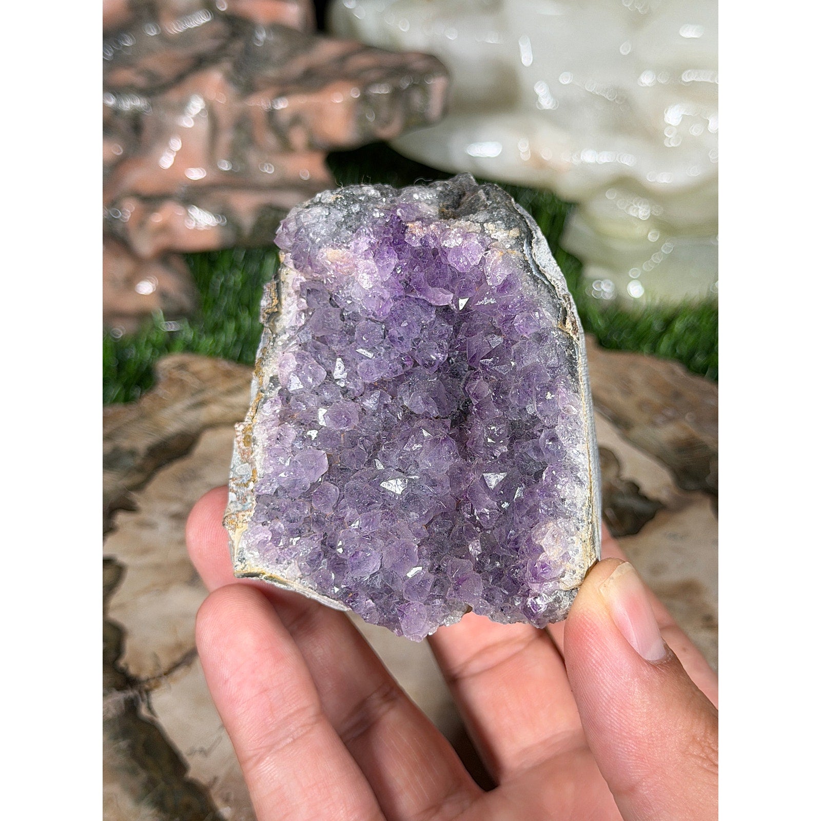 Brazilian Amethyst Crystal Rough Geode 2in by 2.25in 8.9 oz