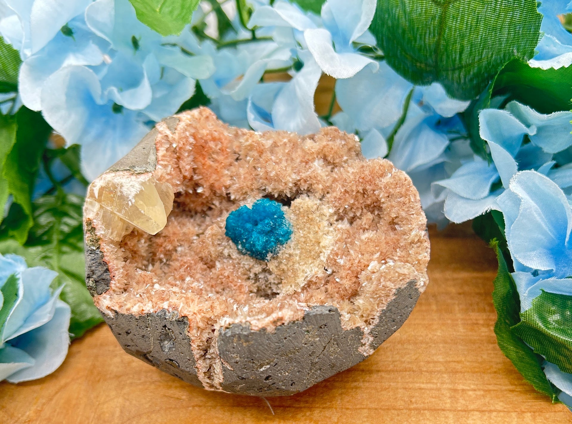 RARE Museum Quality Cavansite Cluster & Stilbite Rough Crystal