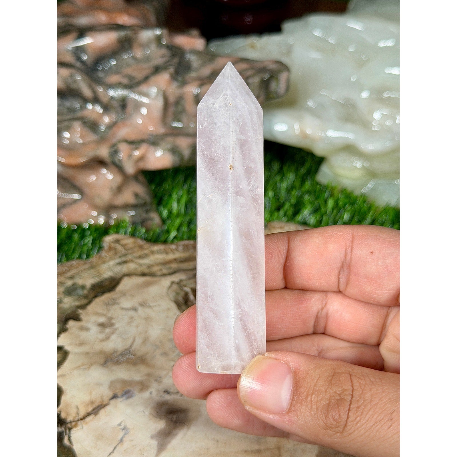 Rose Quartz Crystal Tower 3.5in 3oz