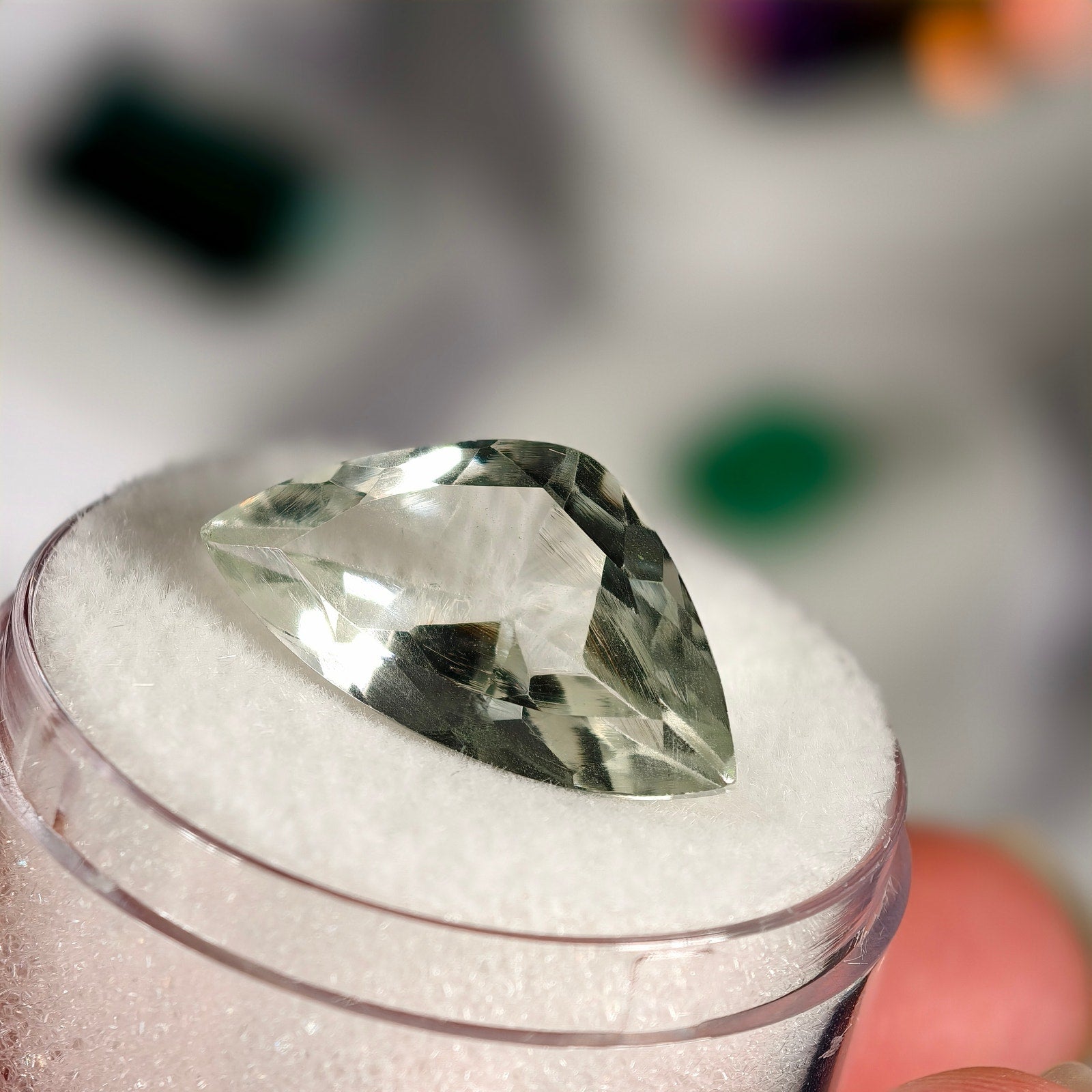 5.80ct Prasiolite Triangle Cut Gemstone