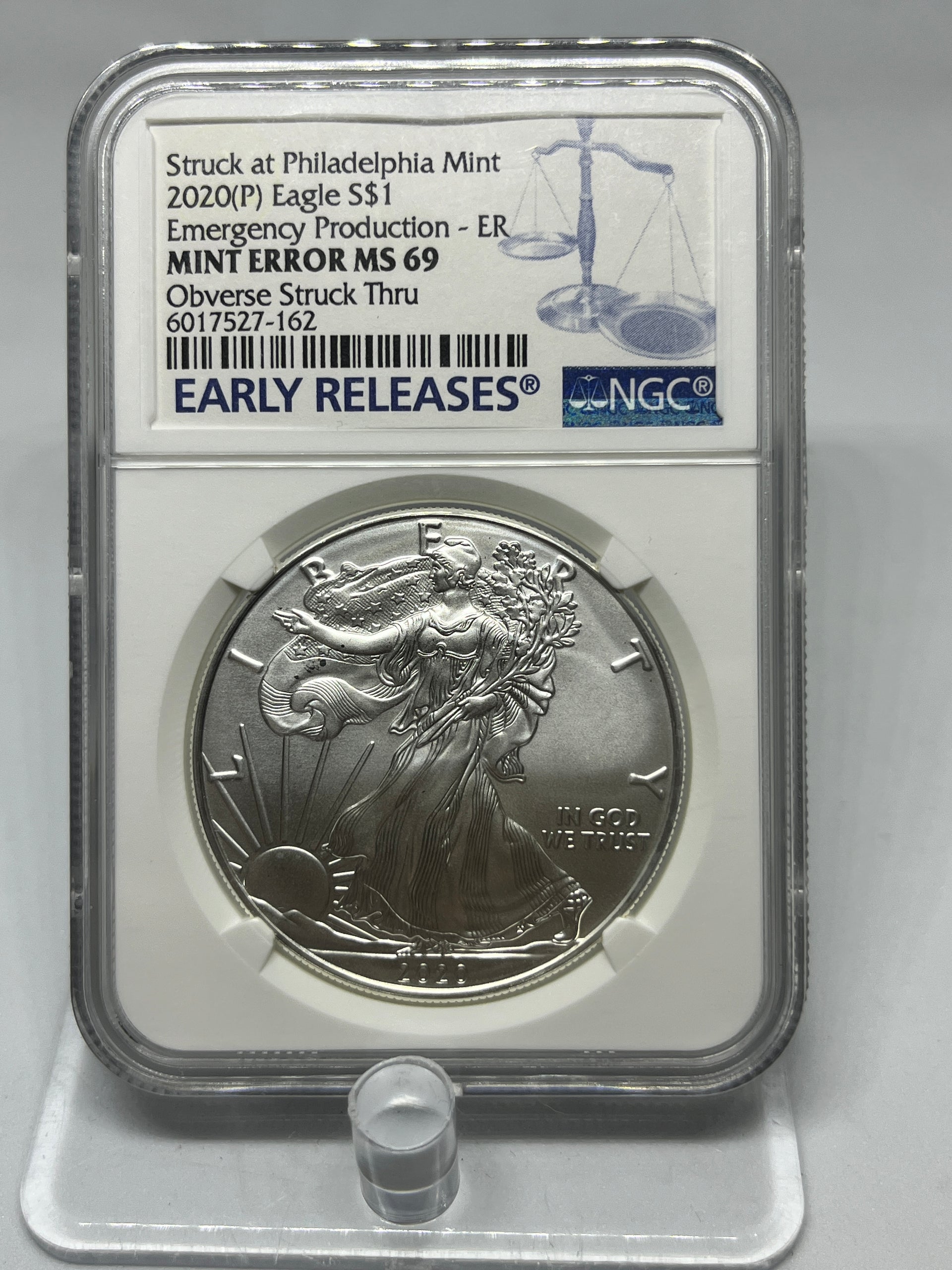 RARE 2020 (P) American Silver Eagle Emergency Production Mint Error MS69/NGC