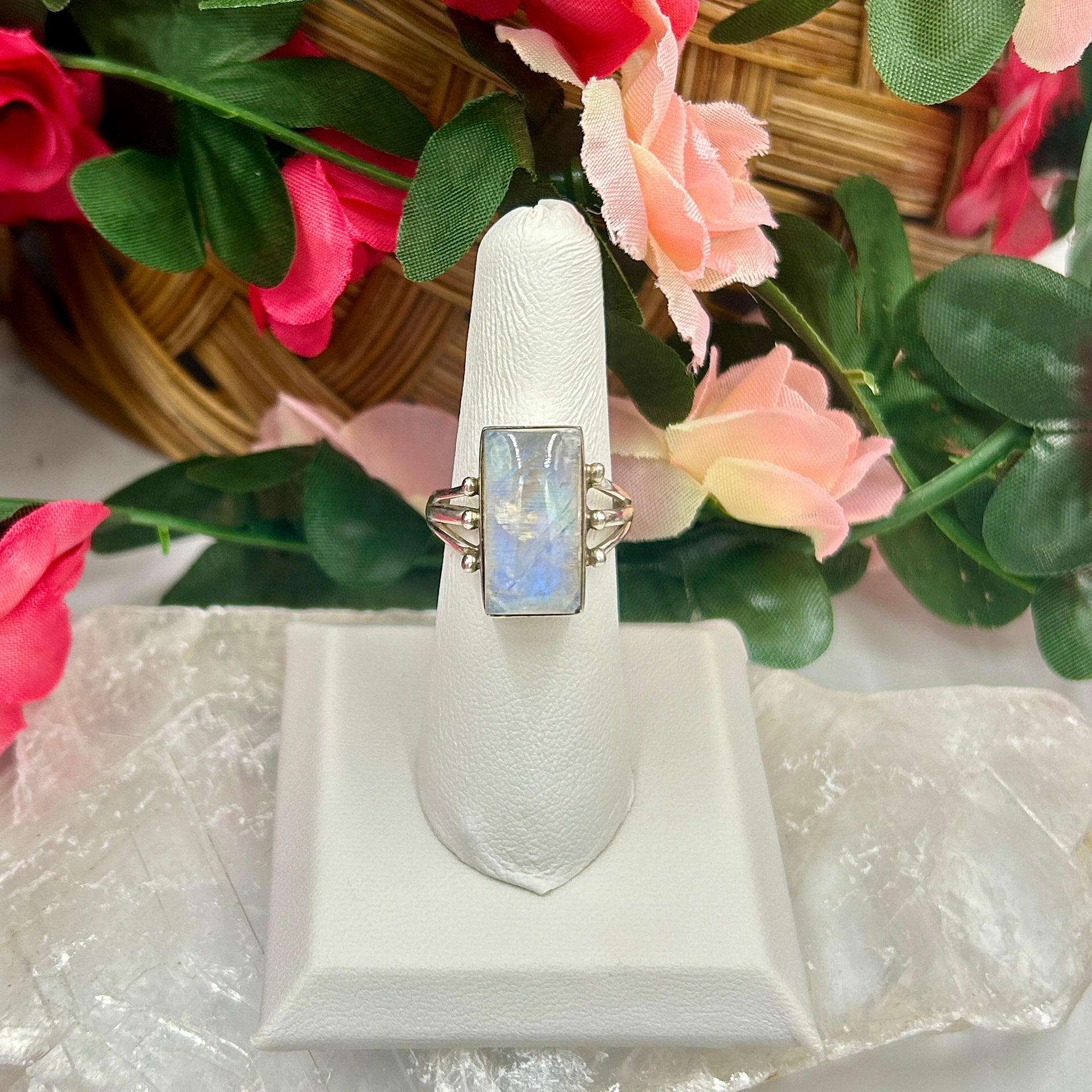 Sterling Silver 5 Carat Moonstone Split Band Ring