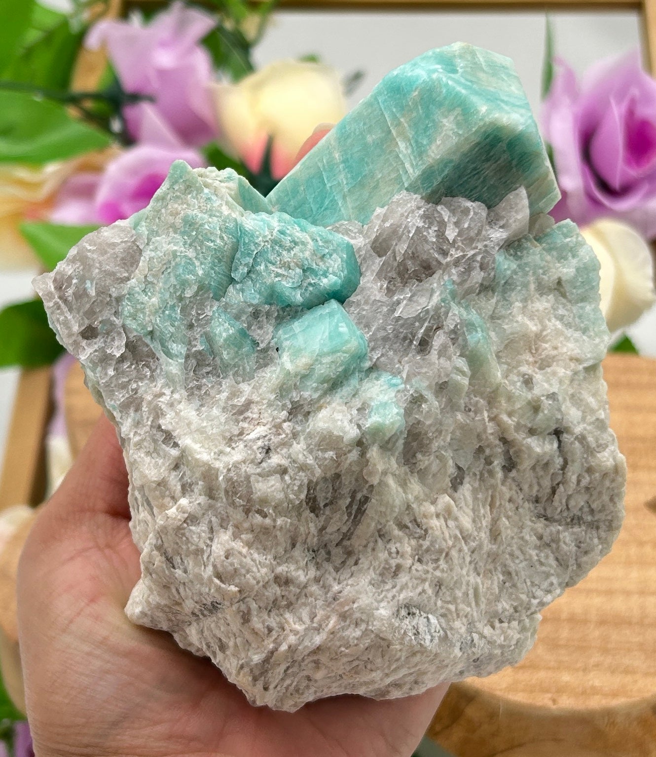 RARE Amazonite W/ Smoky Quartz Crystal - 1 Pound 9.4 Ounces