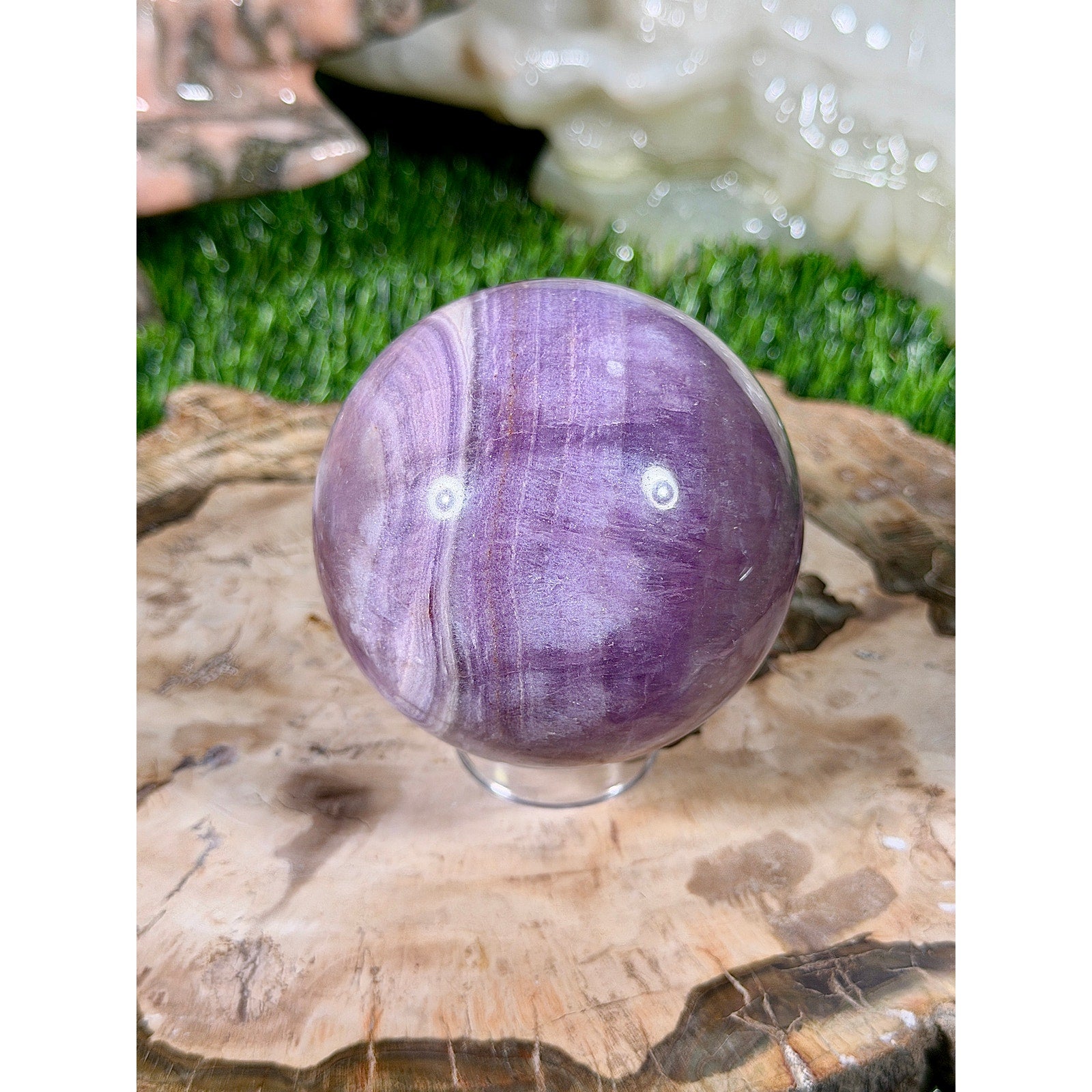 66mm Purple Candy Fluorite Crystal Sphere 1lb 0.8 oz