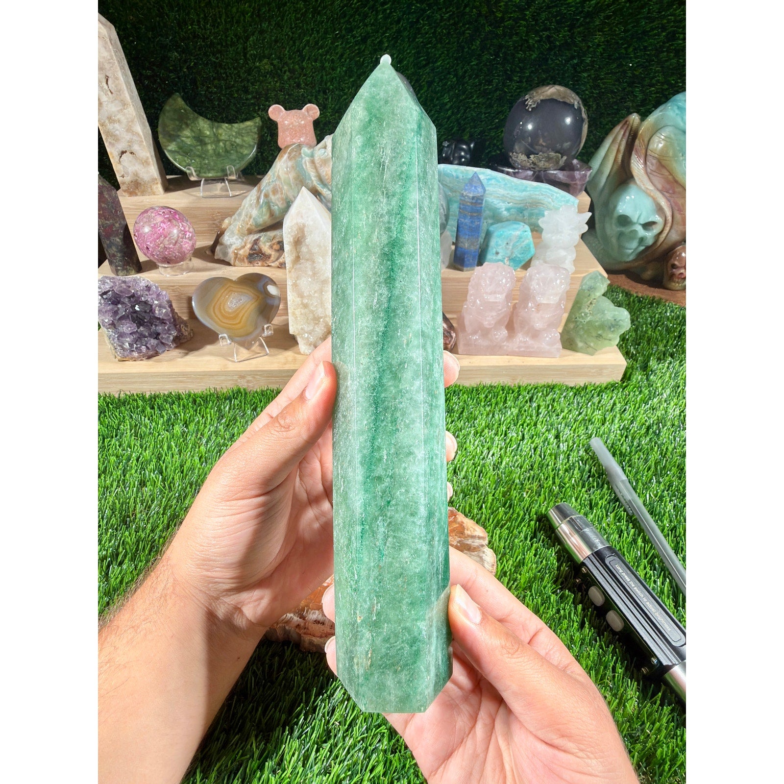 Green Aventurine Tower | 2 lb 3.1 oz | 10.25 Inch Statement Crystal Tower