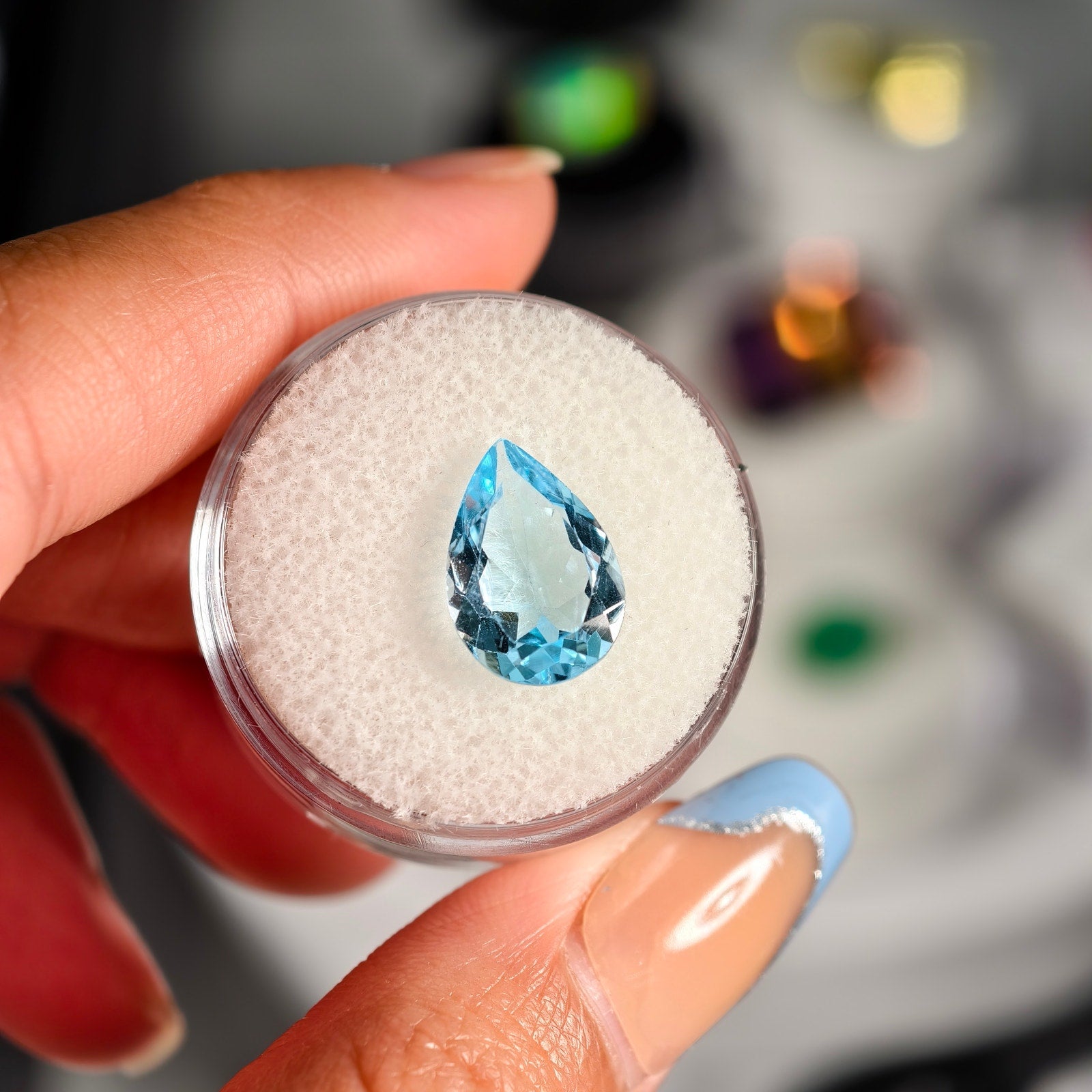 3.90ct Blue Topaz Pear Cut Gemstone