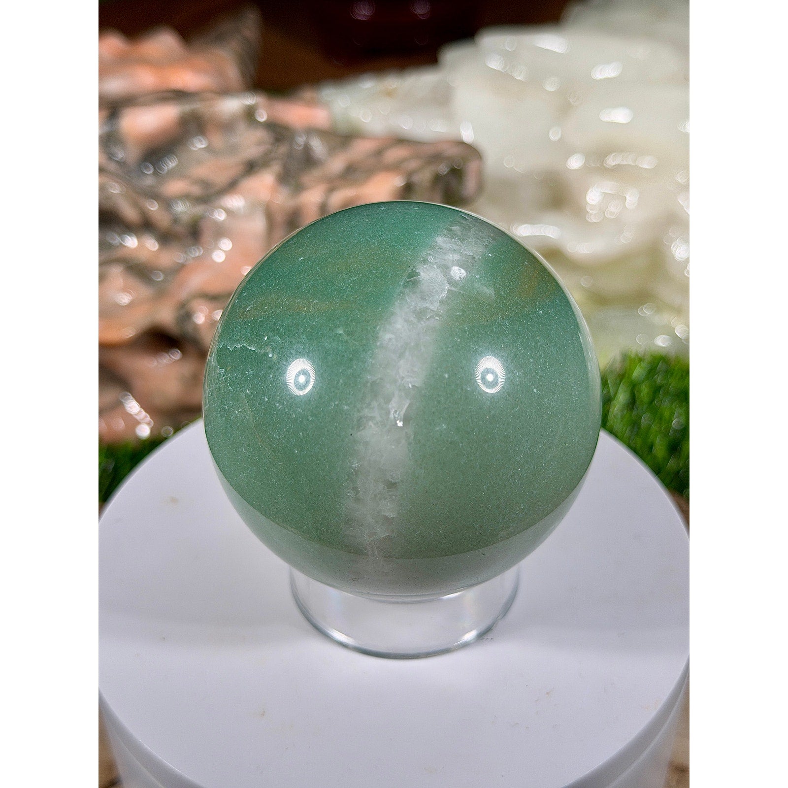 66mm Green Aventurine Crystal Sphere 15.5 oz